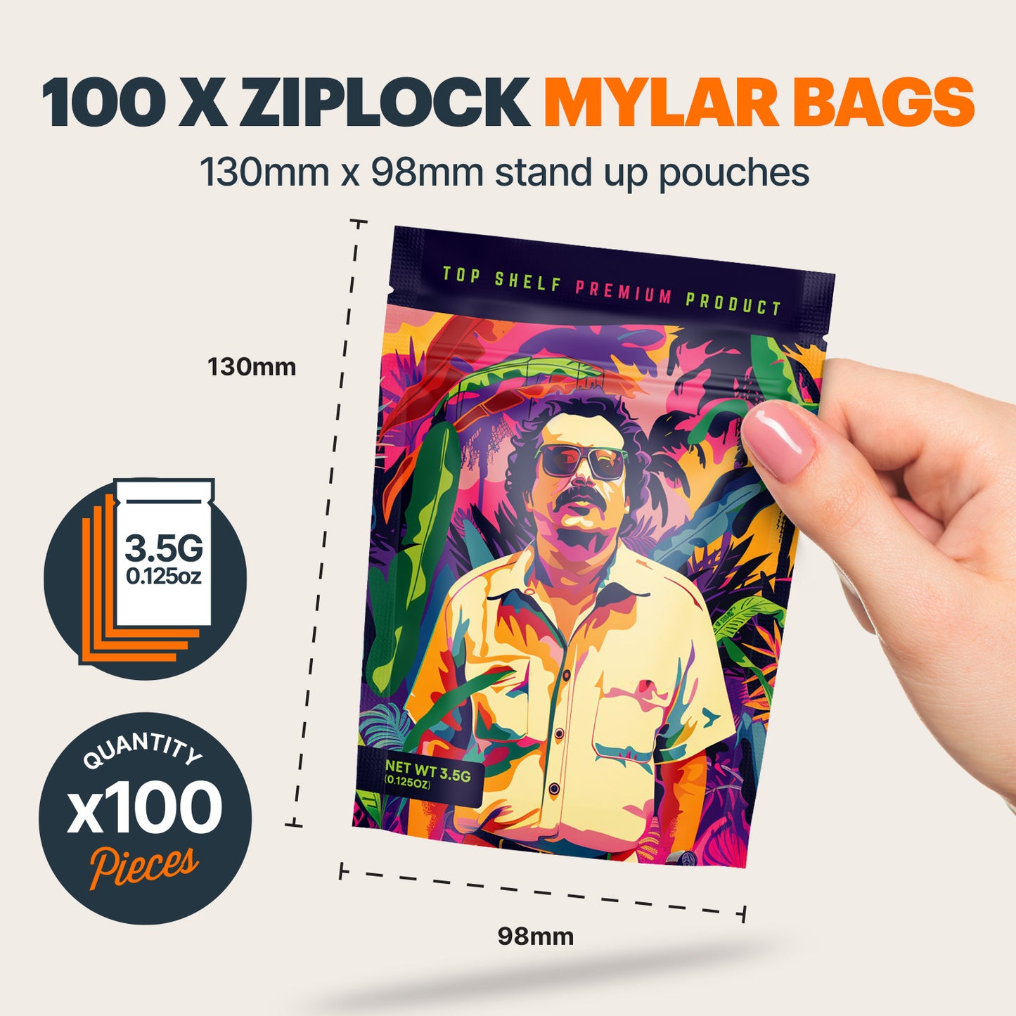 Funky Pablo Mylar Bags (x 100)