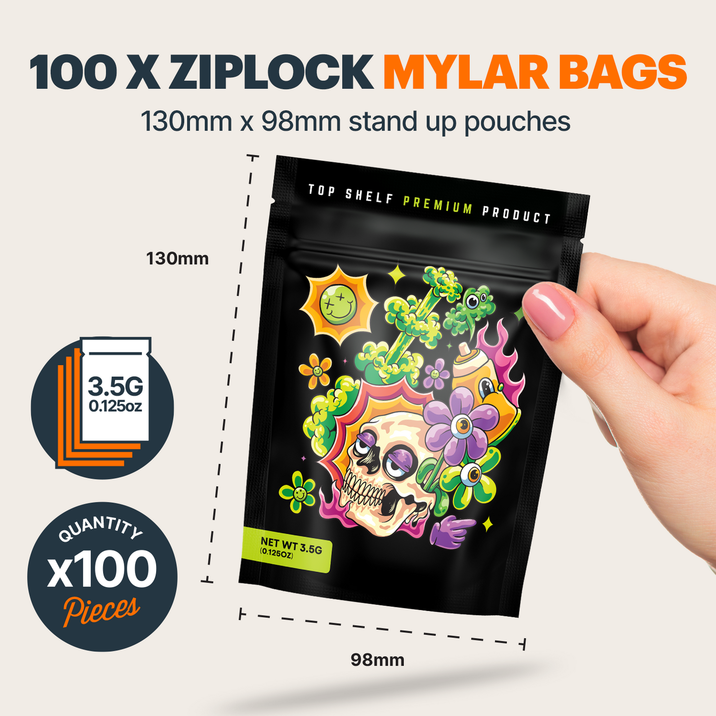 Skull Mylar Bags (x 100)